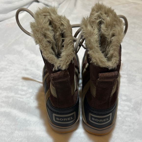 NEW Sorel Glacy Explorer tie up waterproof brown quilted fur lined boots size 6 - Picture 5 of 6